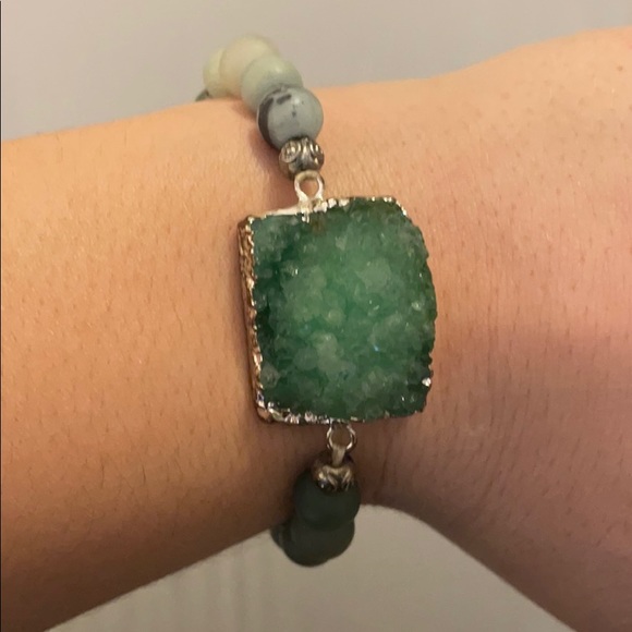 Green druzzy bracelet - Picture 2 of 4